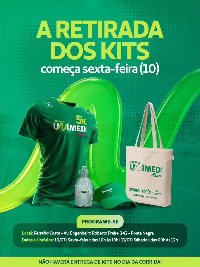 Entrega dos kits da Corrida Unimed Natal começa nesta sexta-feira (10)
